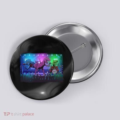 Funny Trex Dinosaurs Rock Band Concert Button