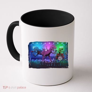 Funny Trex Dinosaurs Rock Band Concert Coffee Mug