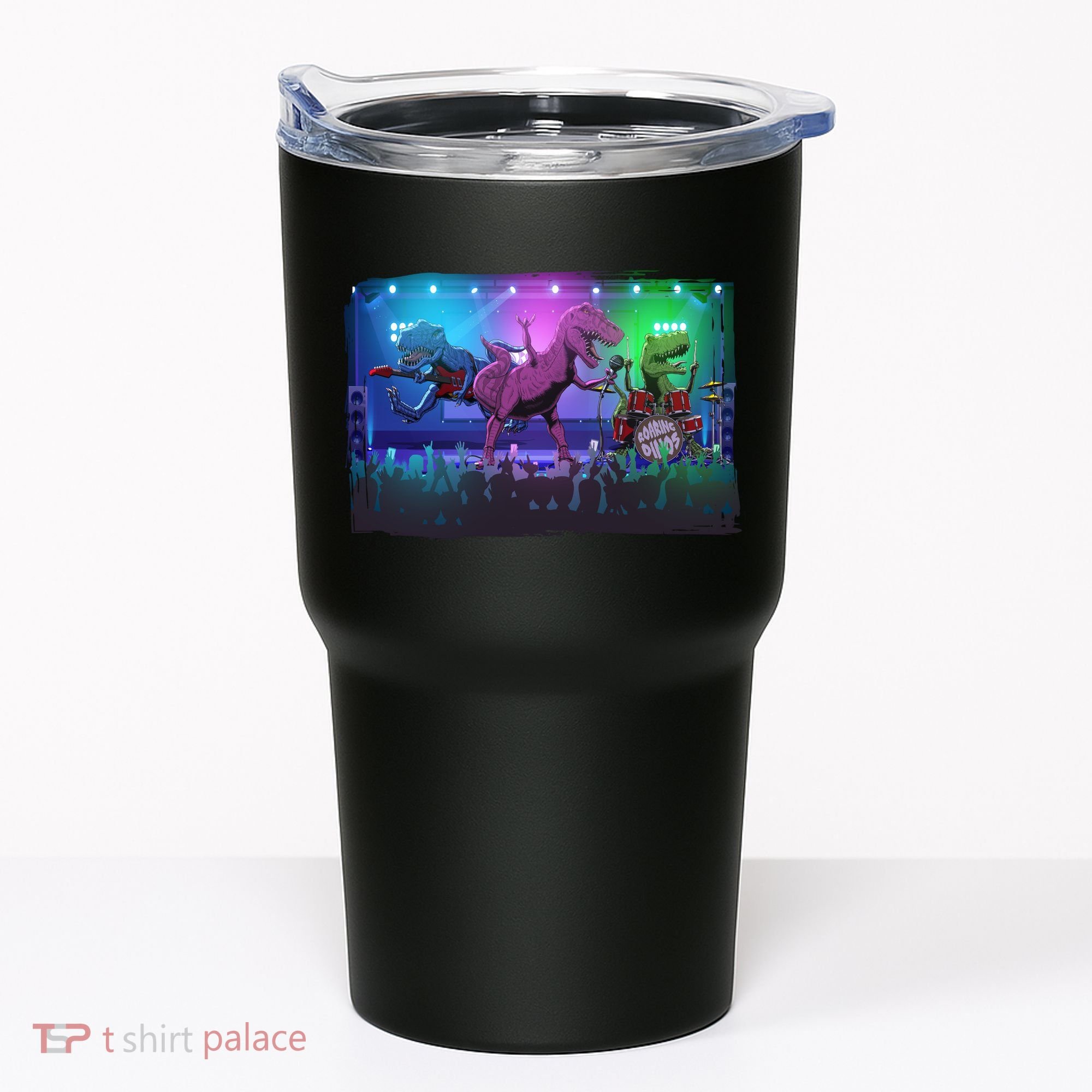 Funny Trex Dinosaurs Rock Band Concert Tumbler
