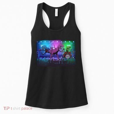 Funny Trex Dinosaurs Rock Band Concert Women's Tank Top
