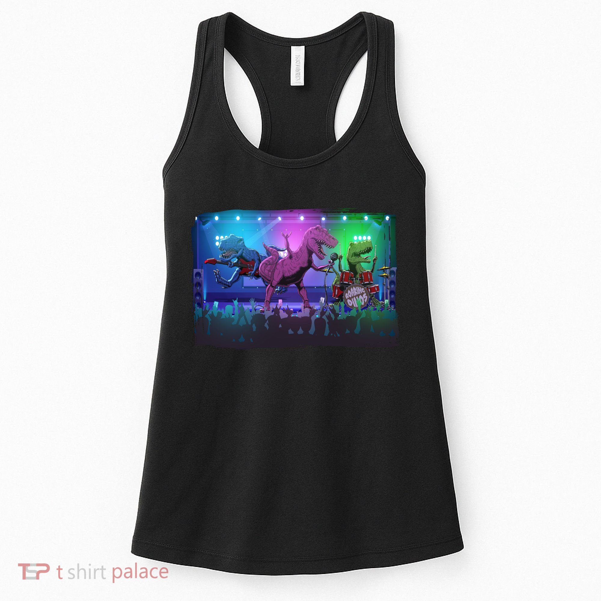 Funny Trex Dinosaurs Rock Band Concert Women's Tank Top