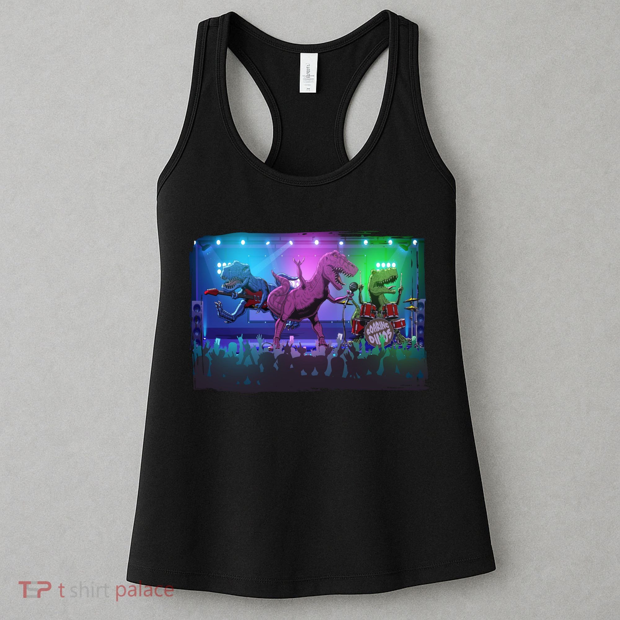 Funny Trex Dinosaurs Rock Band Concert Women's Tank Top