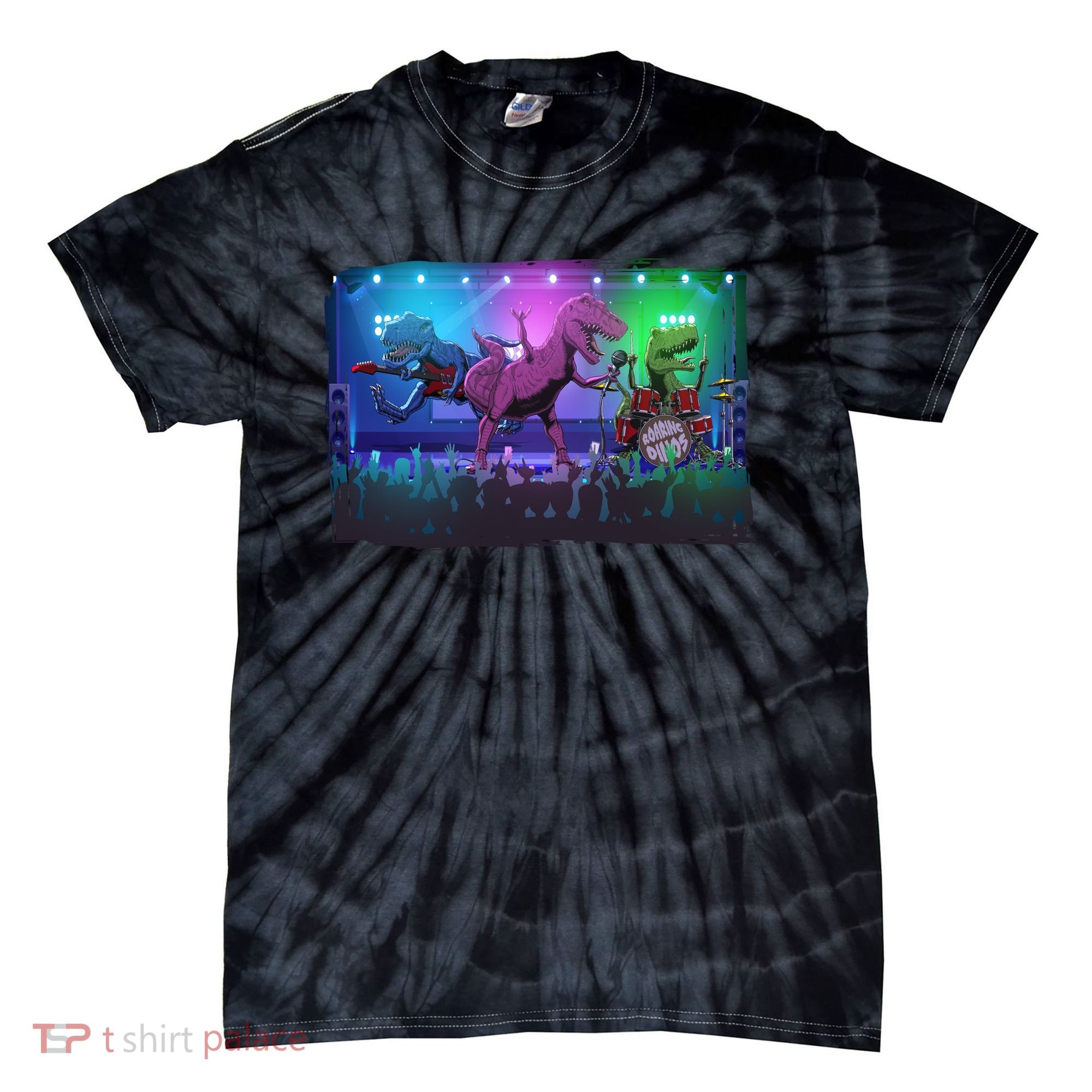 Funny Trex Dinosaurs Rock Band Concert Tie-Dye T-Shirt