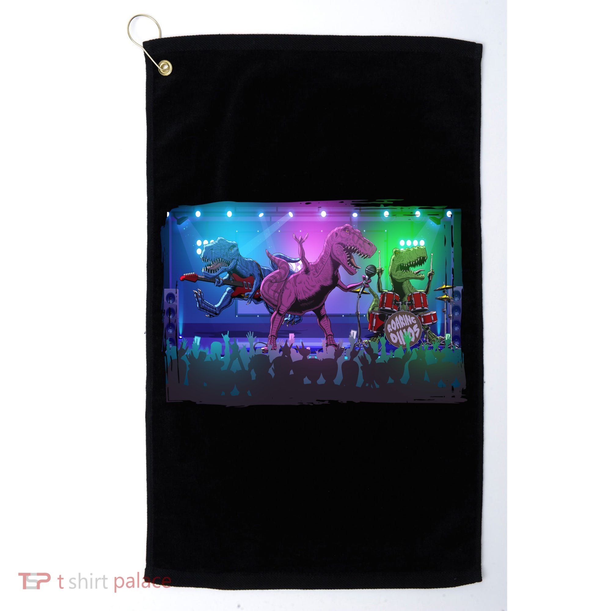 Funny Trex Dinosaurs Rock Band Concert Golf Towel