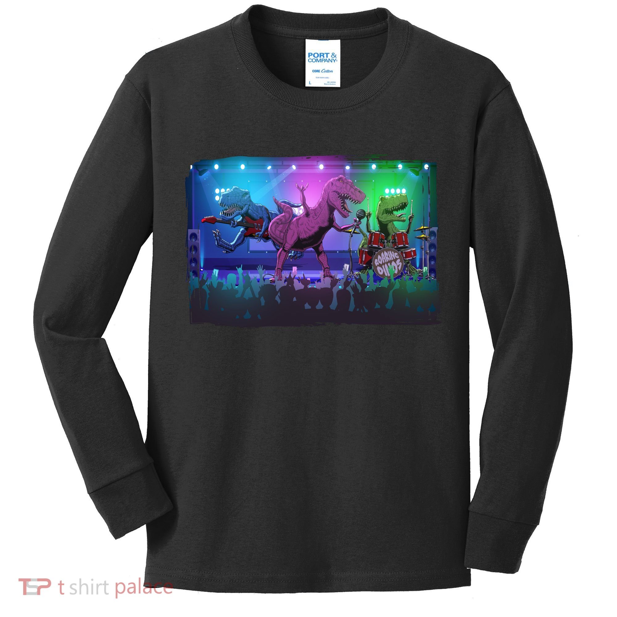 Funny Trex Dinosaurs Rock Band Concert Kids Long Sleeve Shirt