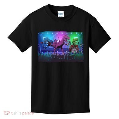 Funny Trex Dinosaurs Rock Band Concert Kids T-Shirt