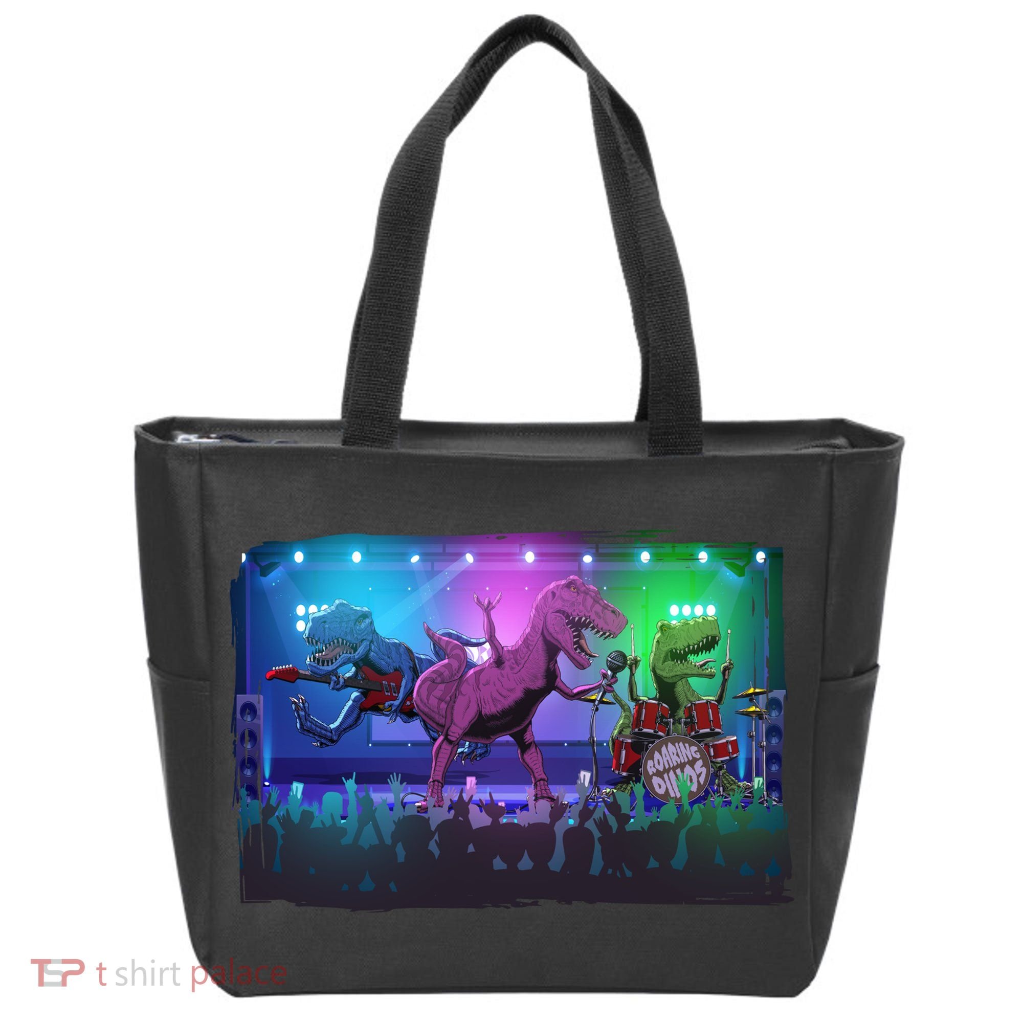 Funny Trex Dinosaurs Rock Band Concert Tote Bag