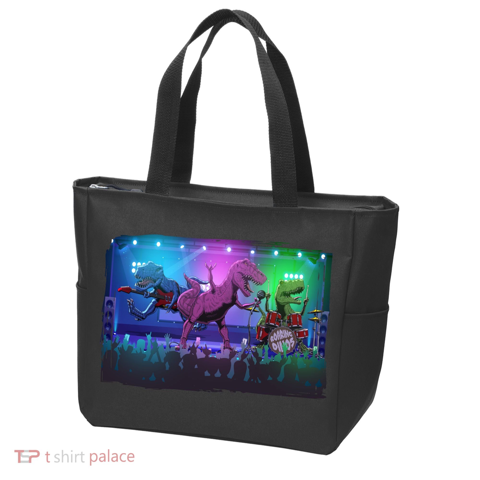 Funny Trex Dinosaurs Rock Band Concert Tote Bag