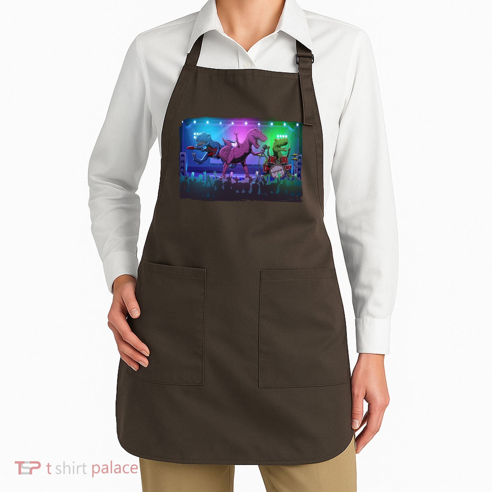 Funny Trex Dinosaurs Rock Band Concert Apron