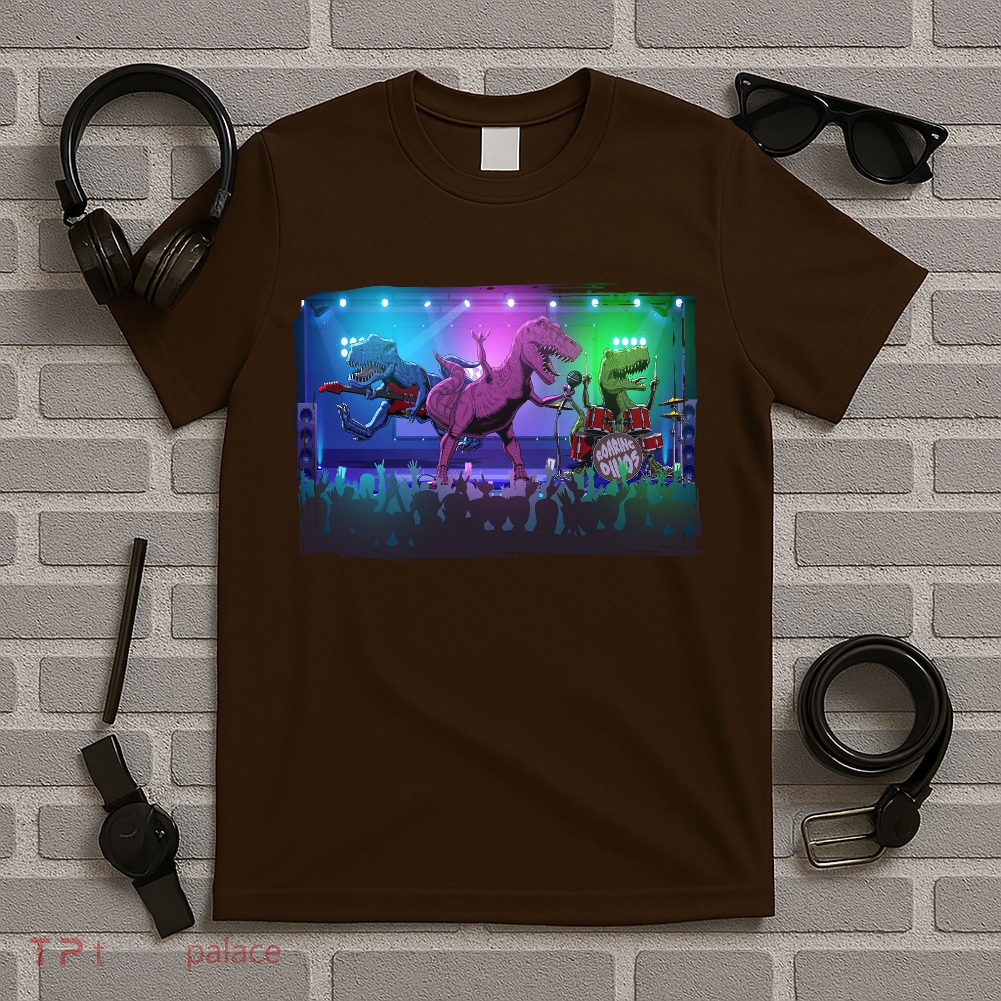 Funny Trex Dinosaurs Rock Band Concert T-Shirt
