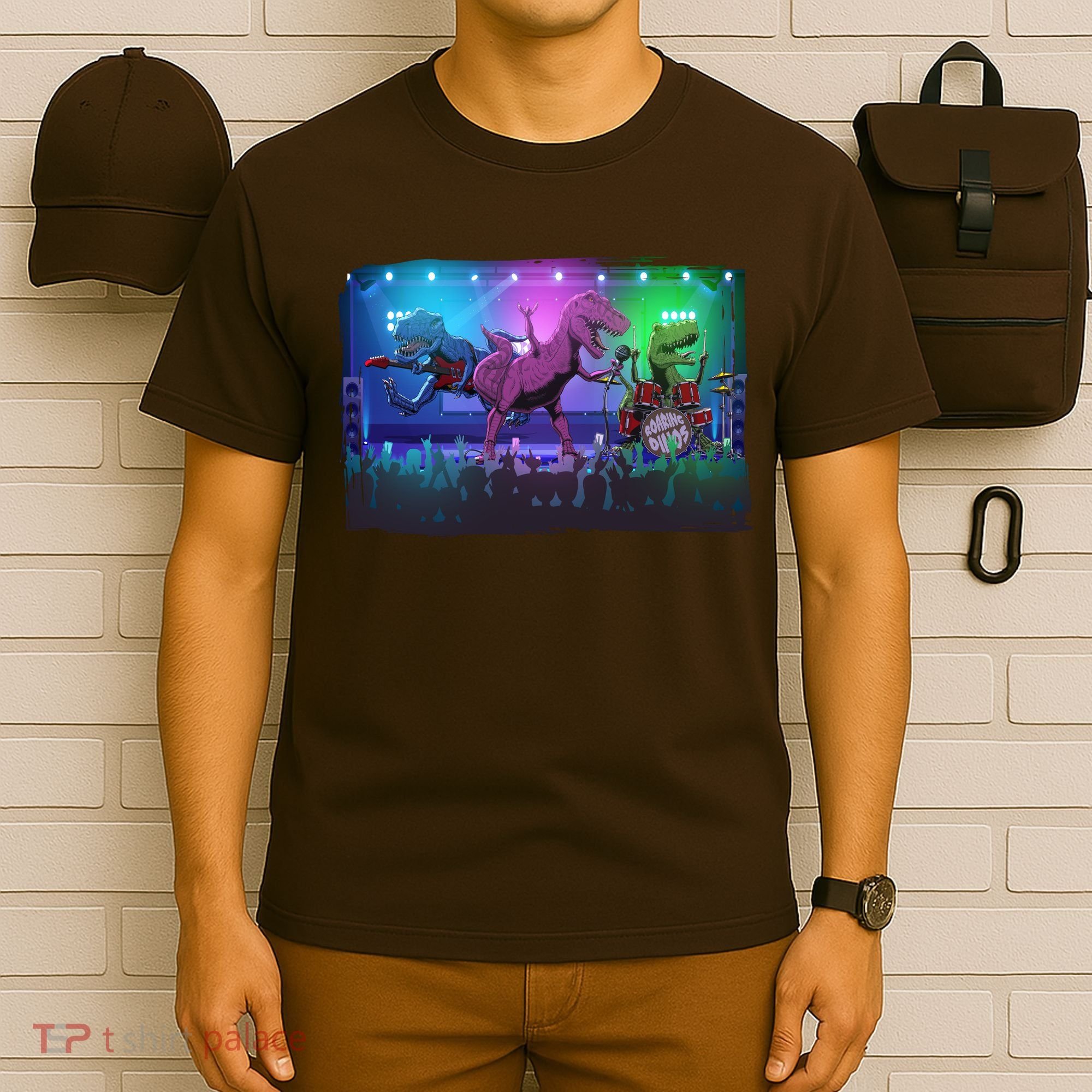 Funny Trex Dinosaurs Rock Band Concert T-Shirt