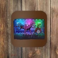 Funny Trex Dinosaurs Rock Band Concert Coaster thumb 0