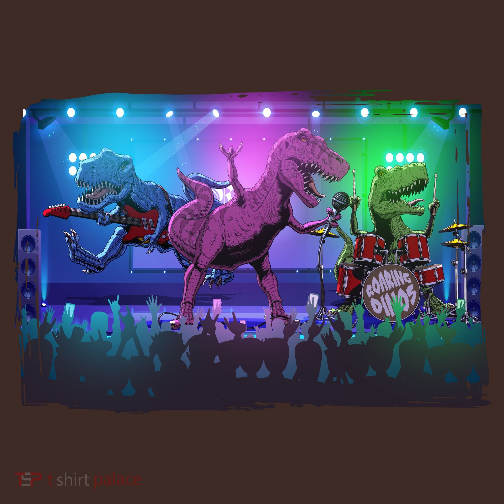 Funny Trex Dinosaurs Rock Band Concert Mousepad
