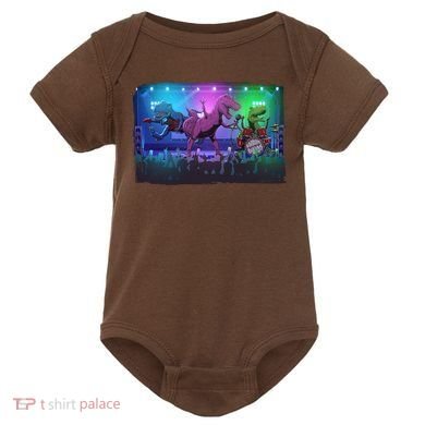Funny Trex Dinosaurs Rock Band Concert Baby Bodysuit