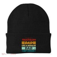 Funny Triathlon Dad Like A Regular Dad But Cooler Cute Gift Beanie thumb 0