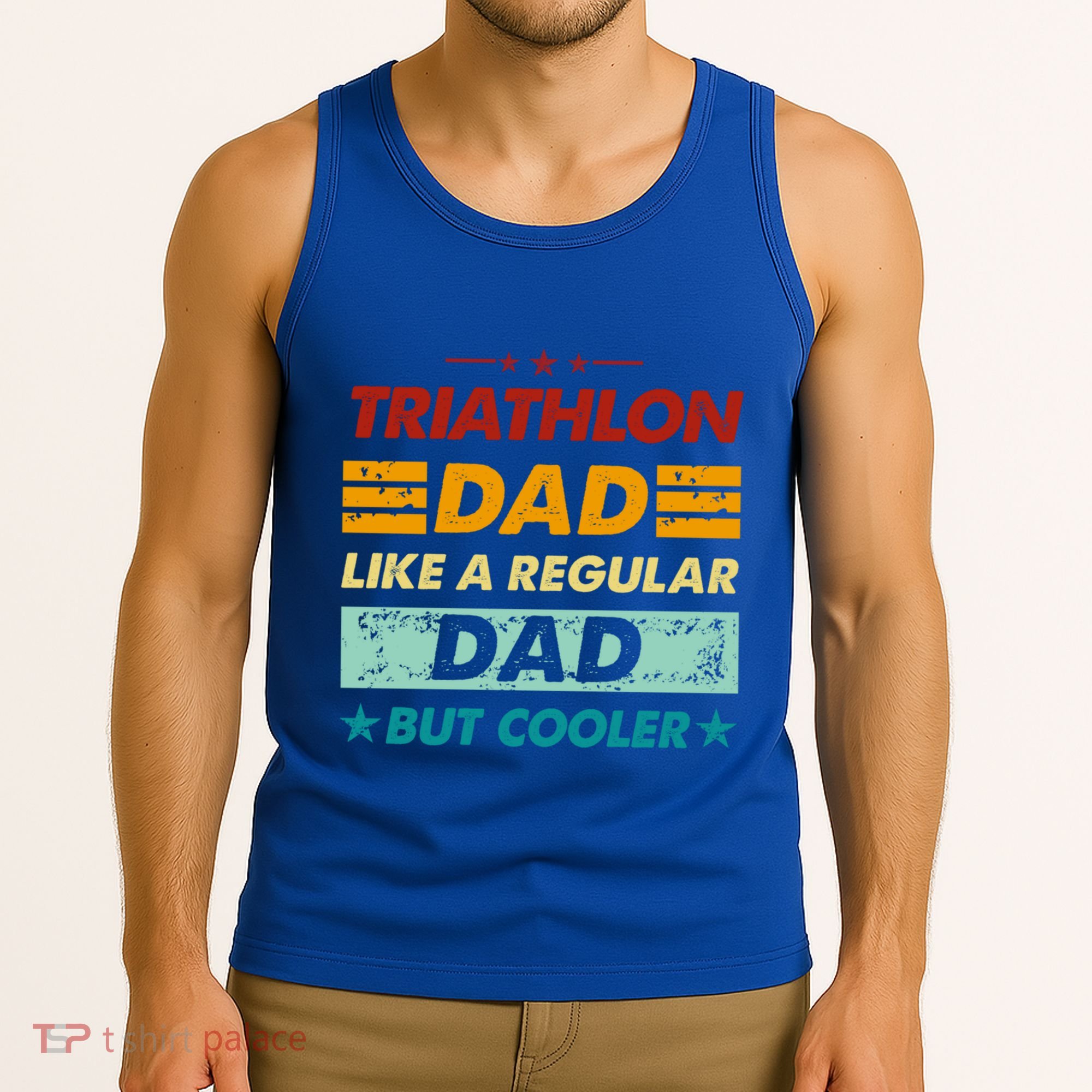 Funny Triathlon Dad Like A Regular Dad But Cooler Cute Gift Tank Top