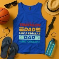 Funny Triathlon Dad Like A Regular Dad But Cooler Cute Gift Tank Top thumb 4