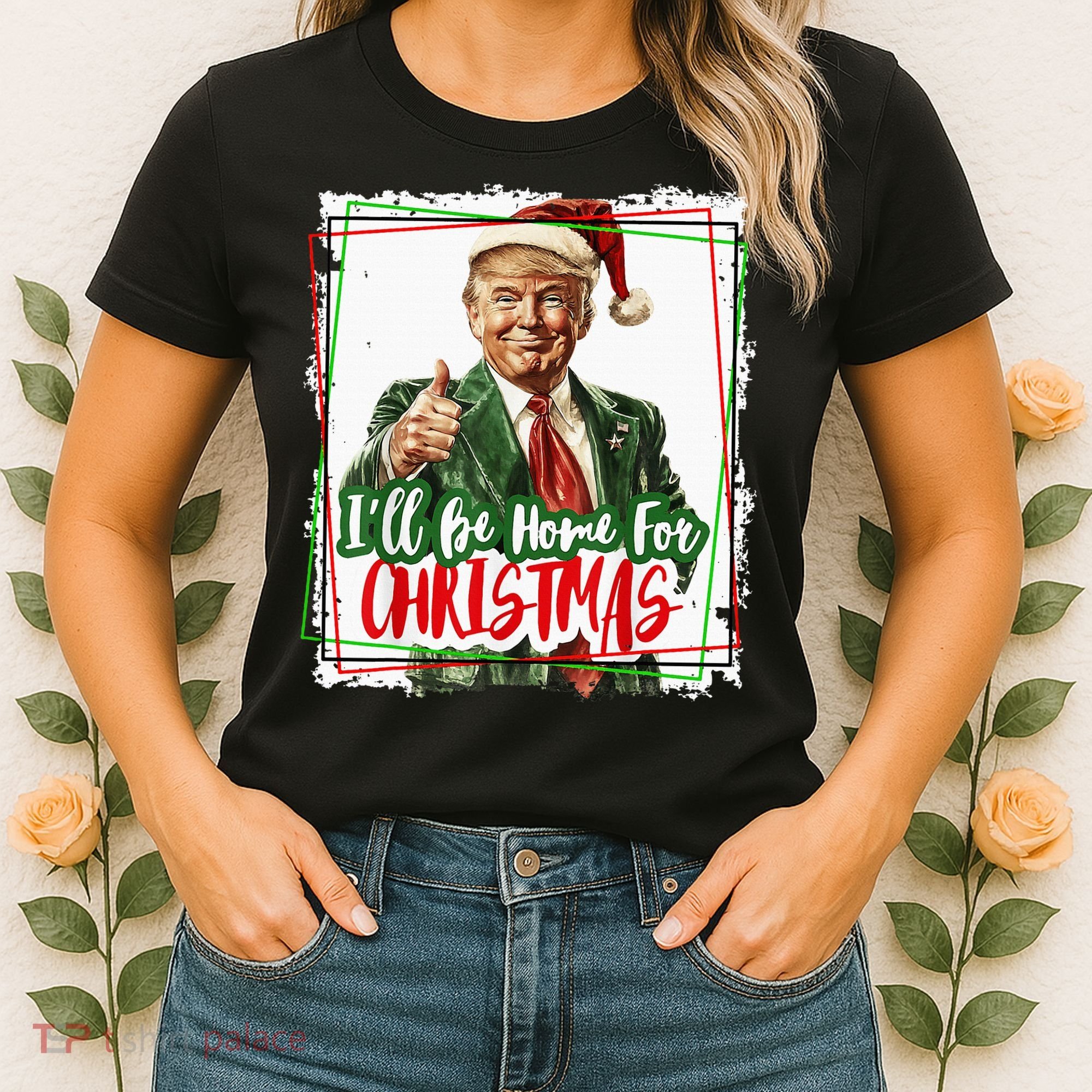 Funny Trump Daddys Home Christmas Again 2024 2028 Women's T-Shirt