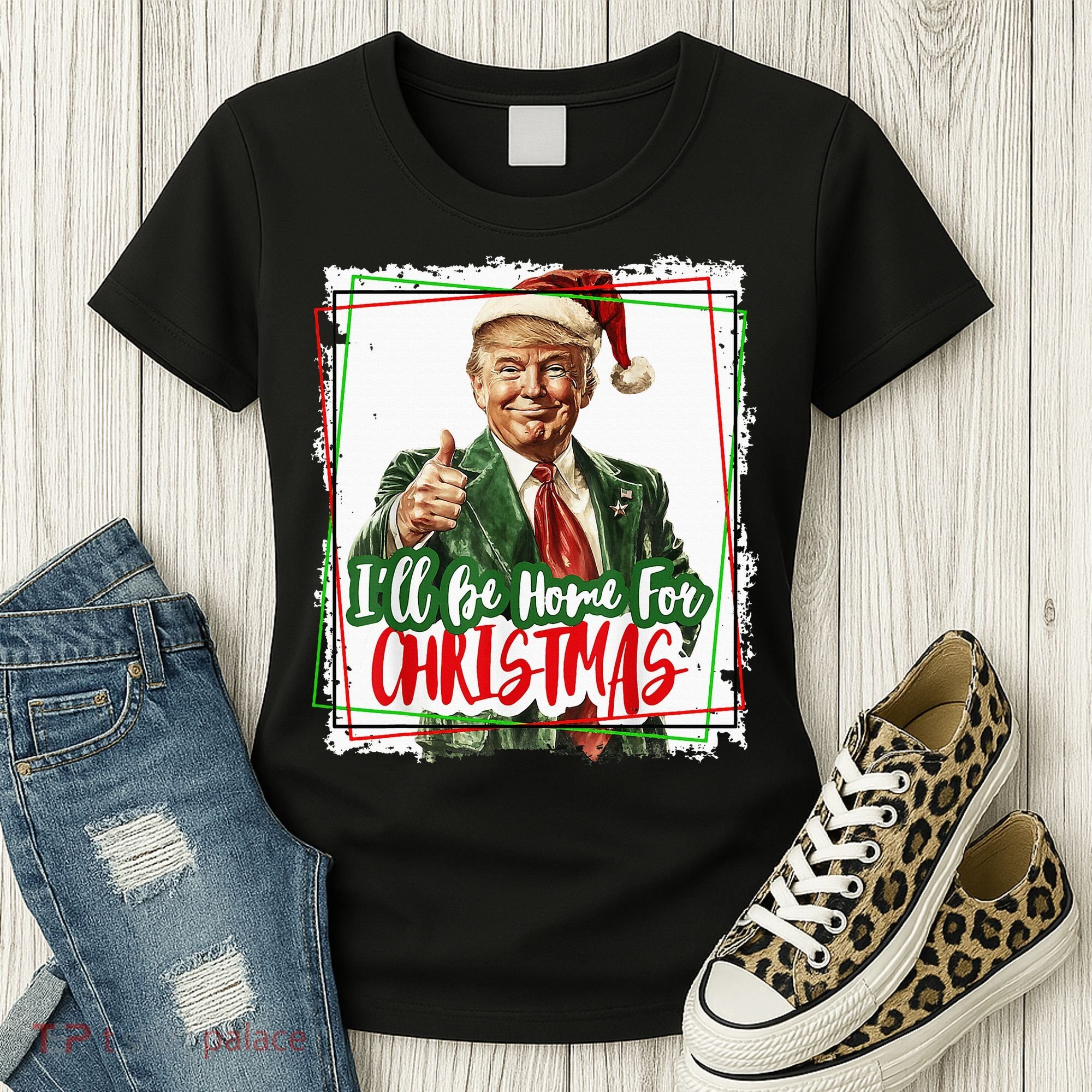 Funny Trump Daddys Home Christmas Again 2024 2028 Women's T-Shirt