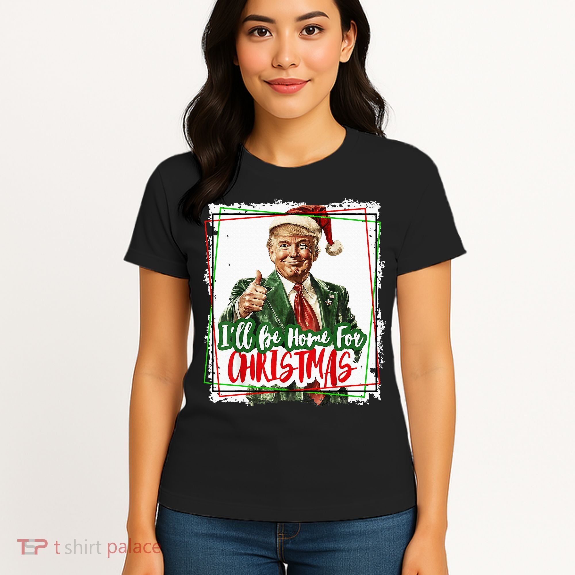Funny Trump Daddys Home Christmas Again 2024 2028 Women's T-Shirt