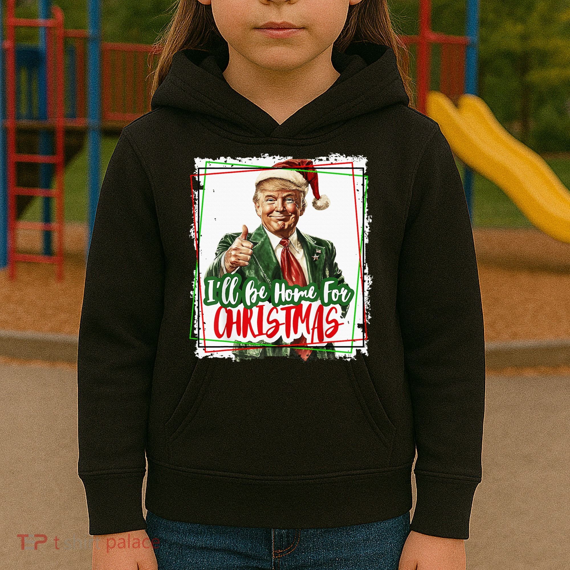 Funny Trump Daddys Home Christmas Again 2024 2028 Kids Hoodie