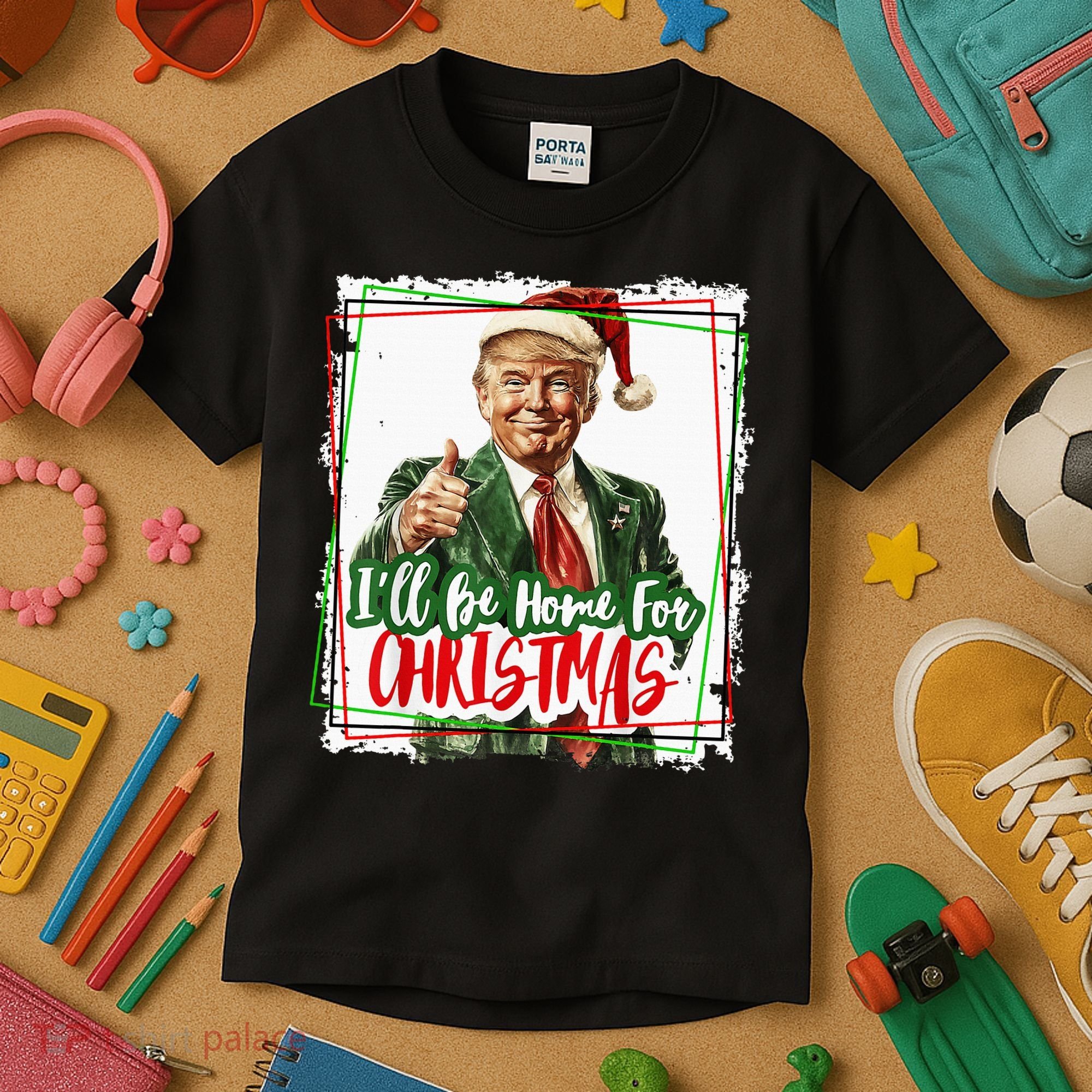 Funny Trump Daddys Home Christmas Again 2024 2028 Kids T-Shirt