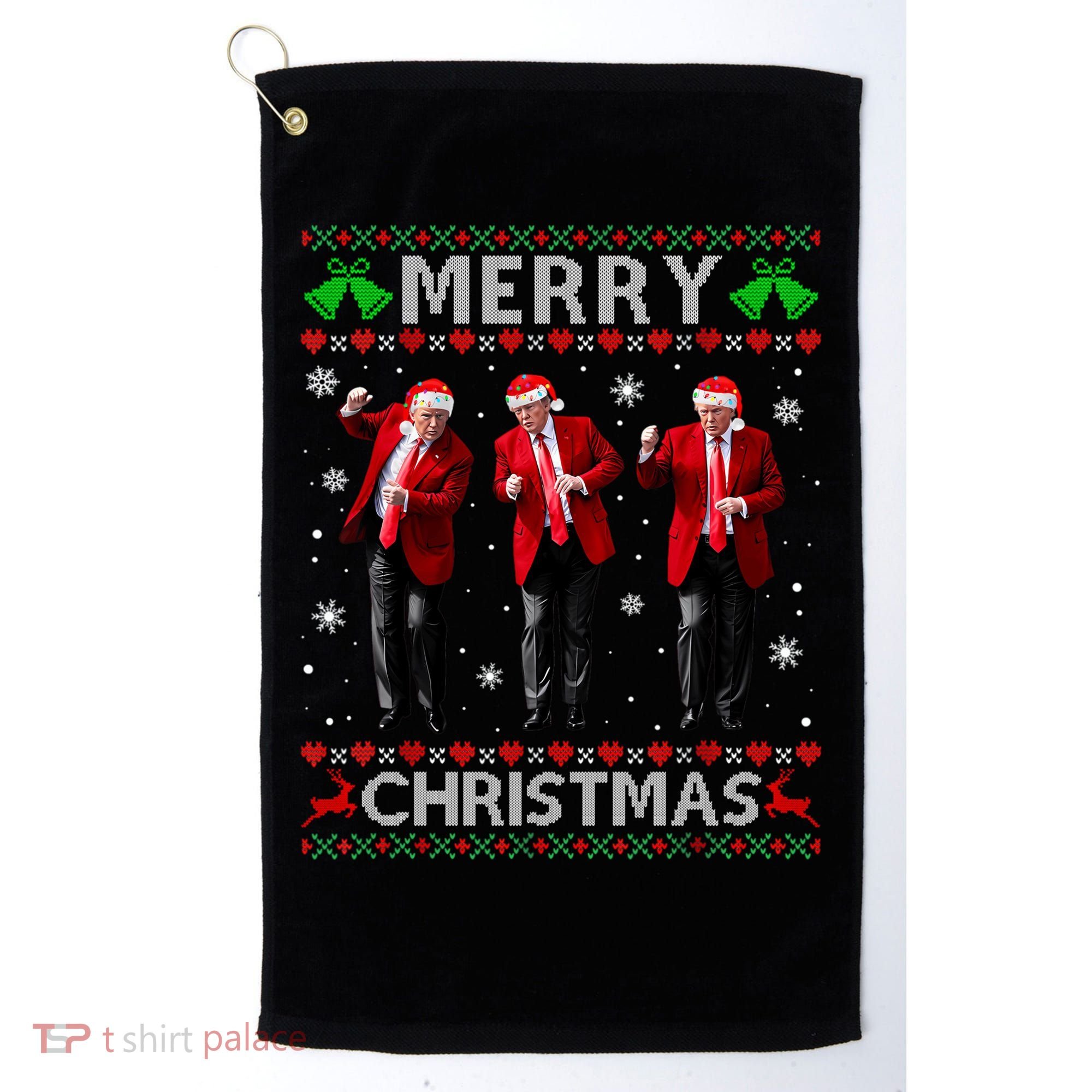 Funny Trump Dance Merry Christmas Ugly Xmas Sweater Pajamas Golf Towel