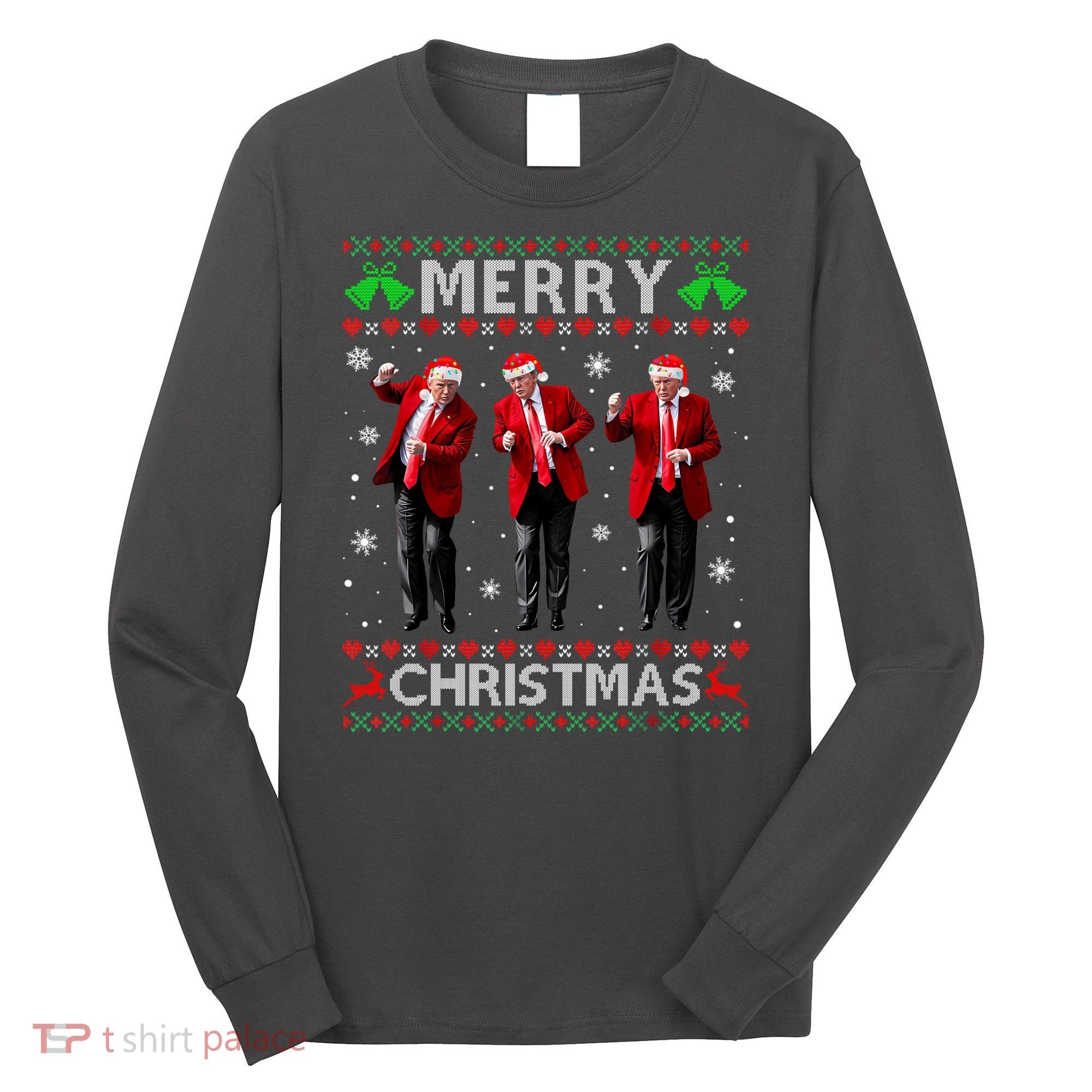 Funny Trump Dance Merry Christmas Ugly Xmas Sweater Pajamas Long Sleeve Shirt