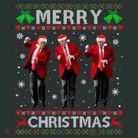 Funny Trump Dance Merry Christmas Ugly Xmas Sweater Pajamas Long Sleeve Shirt thumb 2