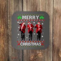 Funny Trump Dance Merry Christmas Ugly Xmas Sweater Pajamas Coaster thumb 0