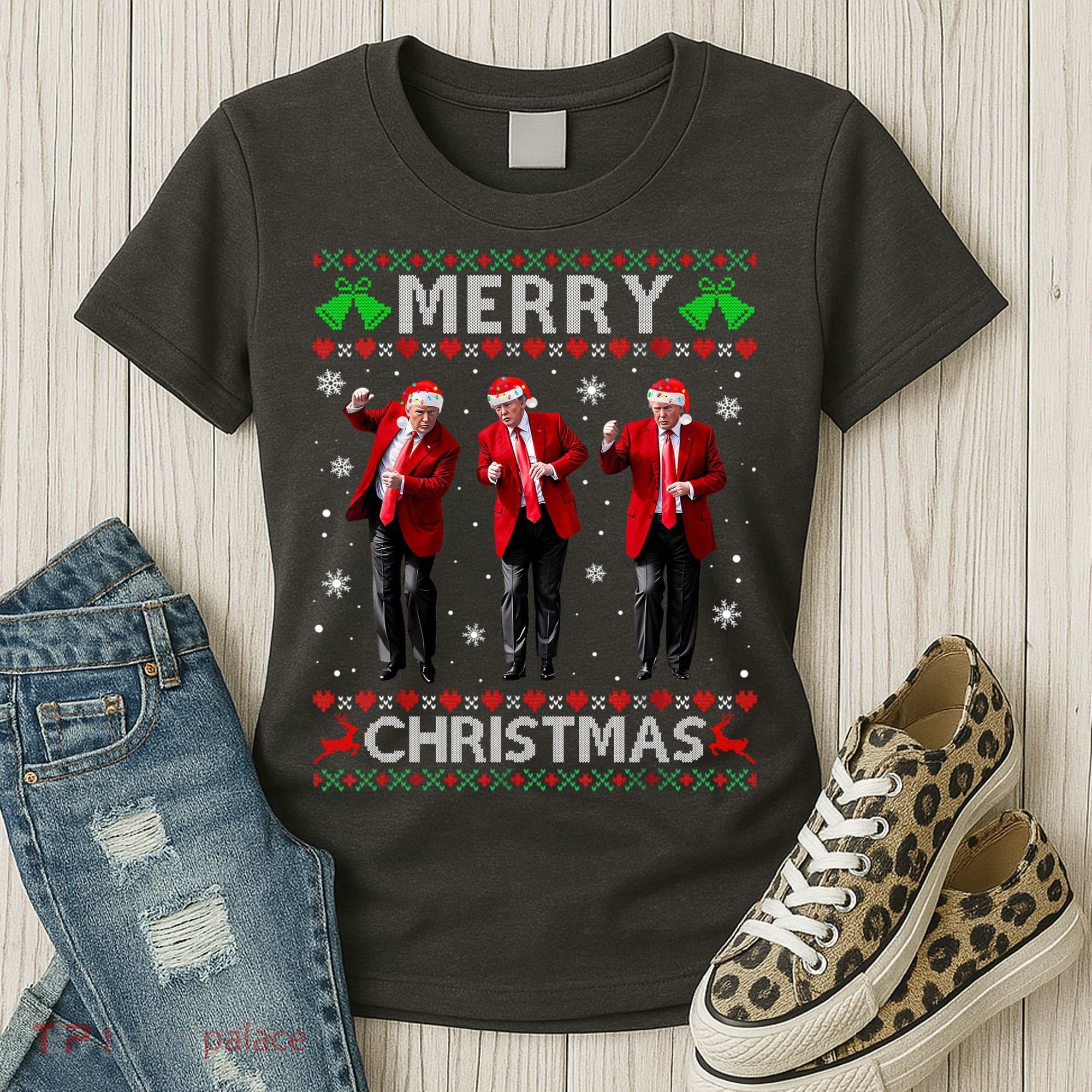 Funny Trump Dance Merry Christmas Ugly Xmas Sweater Pajamas Women's T-Shirt