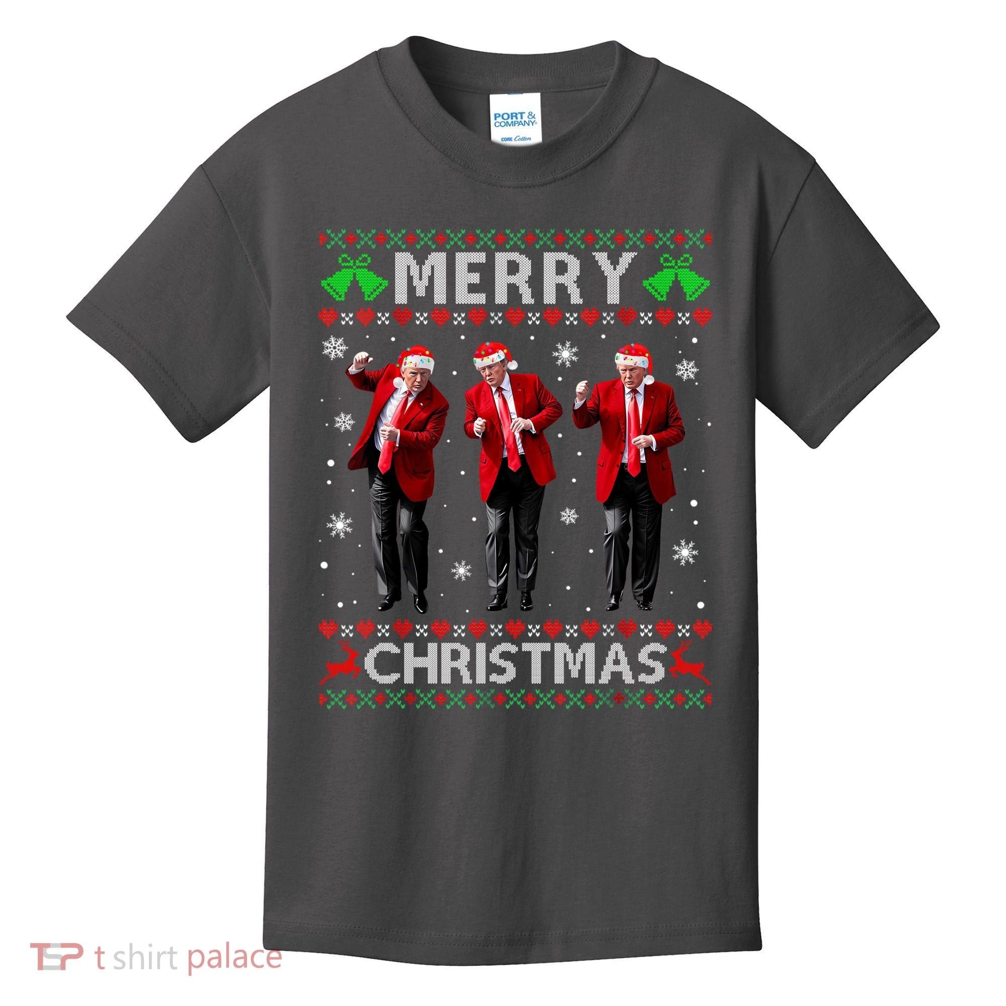 Funny Trump Dance Merry Christmas Ugly Xmas Sweater Pajamas Kids T-Shirt