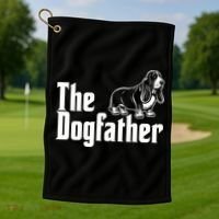 Funny The Dogfather Bassett Hound Lover Golf Towel thumb 1