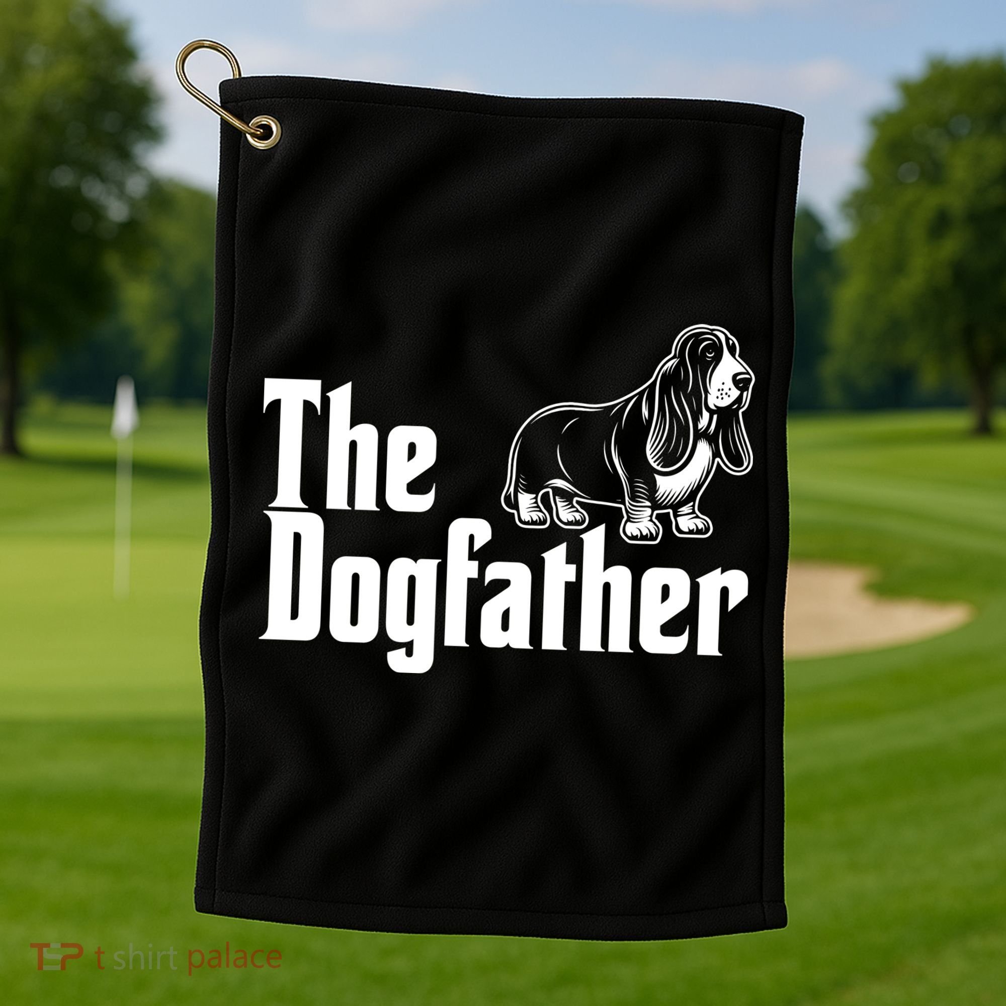 Funny The Dogfather Bassett Hound Lover Golf Towel