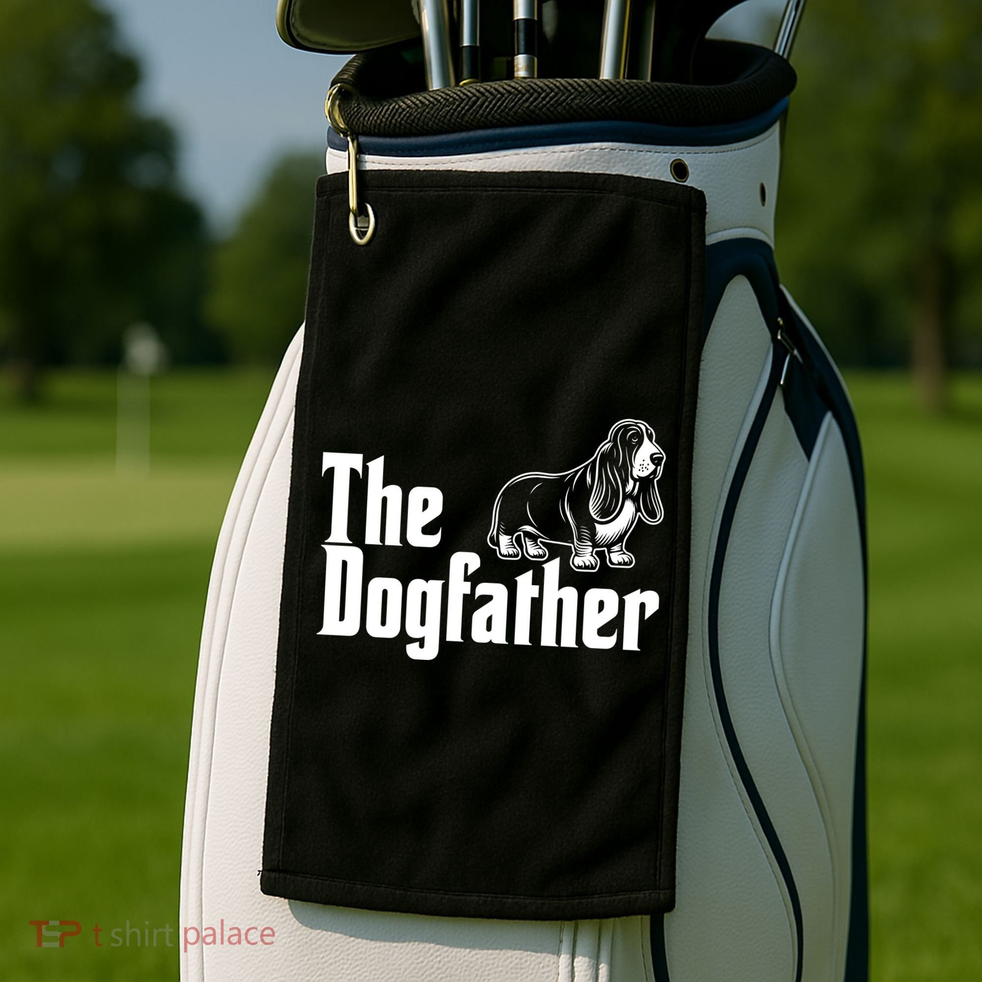 Funny The Dogfather Bassett Hound Lover Golf Towel