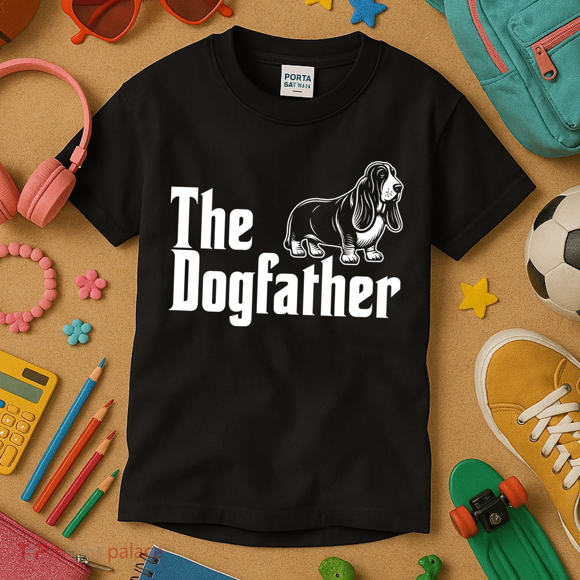 Funny The Dogfather Bassett Hound Lover Kids T-Shirt