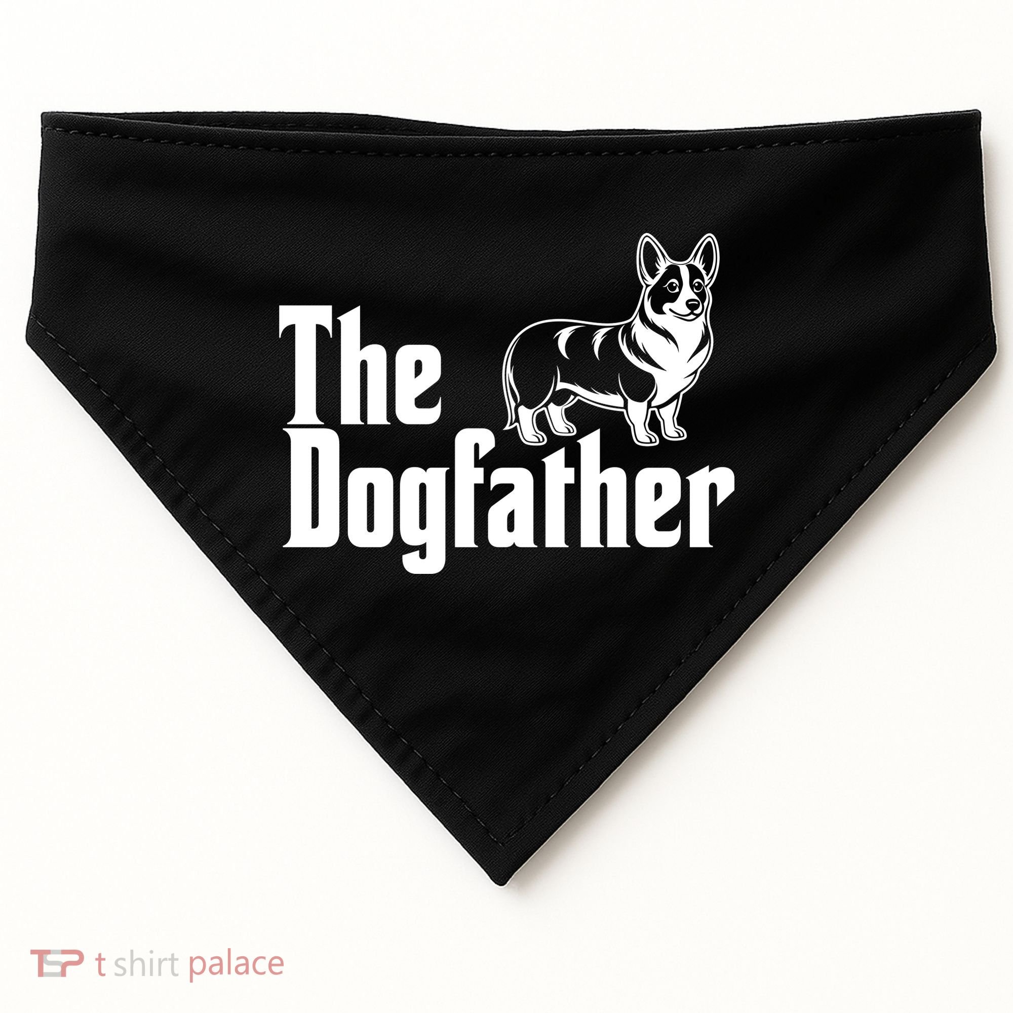 Funny The Dogfather Corgi Lover USA-Made Doggie Bandana