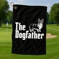 Funny The Dogfather Corgi Lover Golf Towel thumb 1
