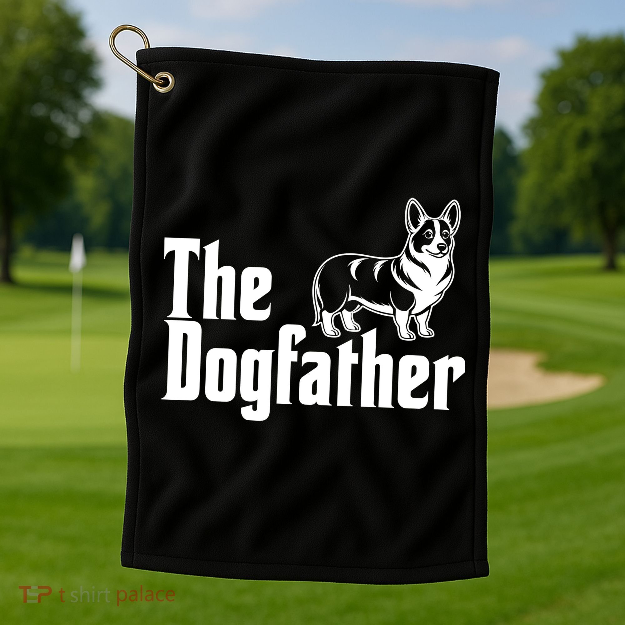 Funny The Dogfather Corgi Lover Golf Towel
