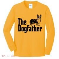 Funny The Dogfather Corgi Lover Kids Long Sleeve Shirt thumb 0