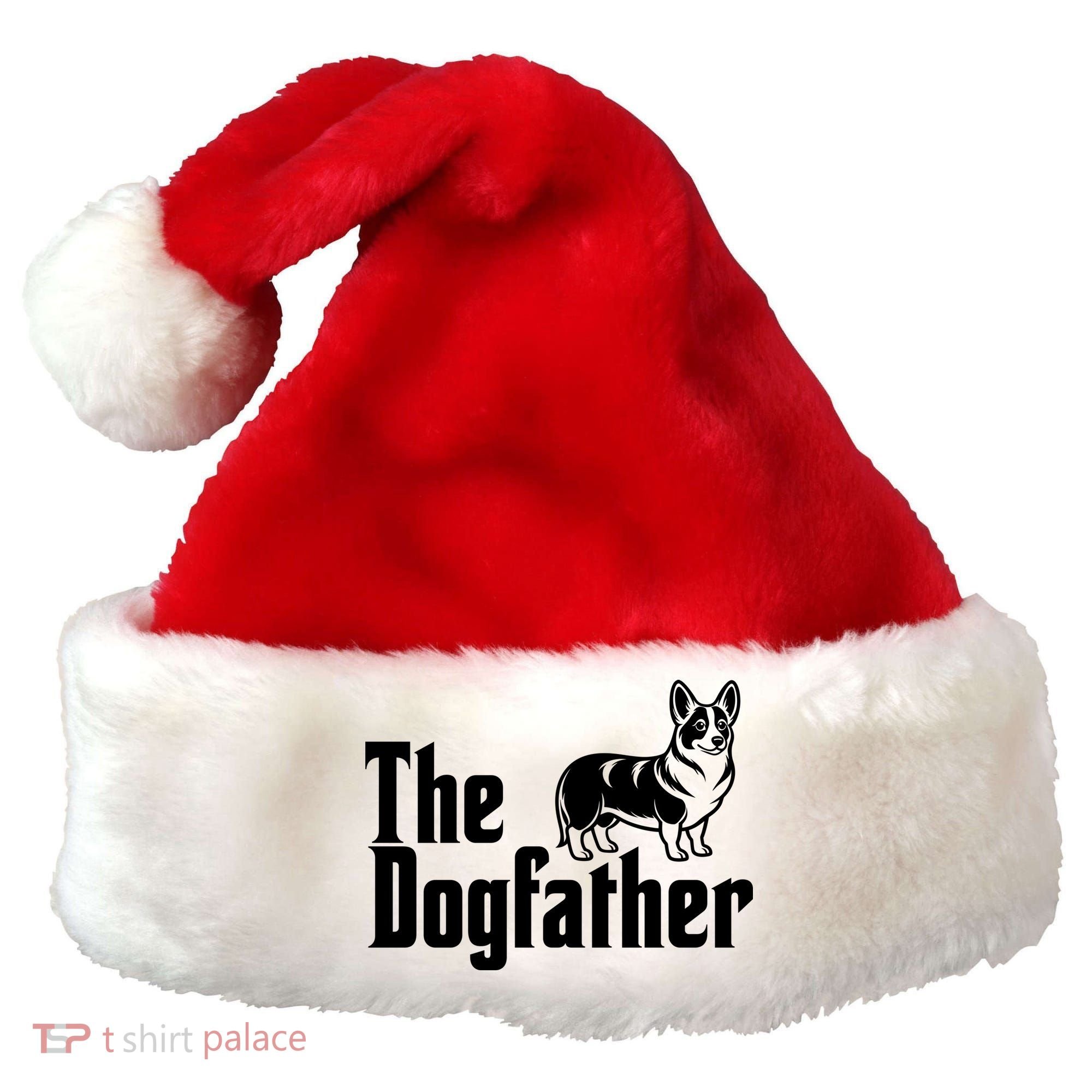 Funny The Dogfather Corgi Lover Santa Hat