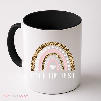 Funny Test Day Rock The Test Teacher Rainbow Leopard Student Coffee Mug
