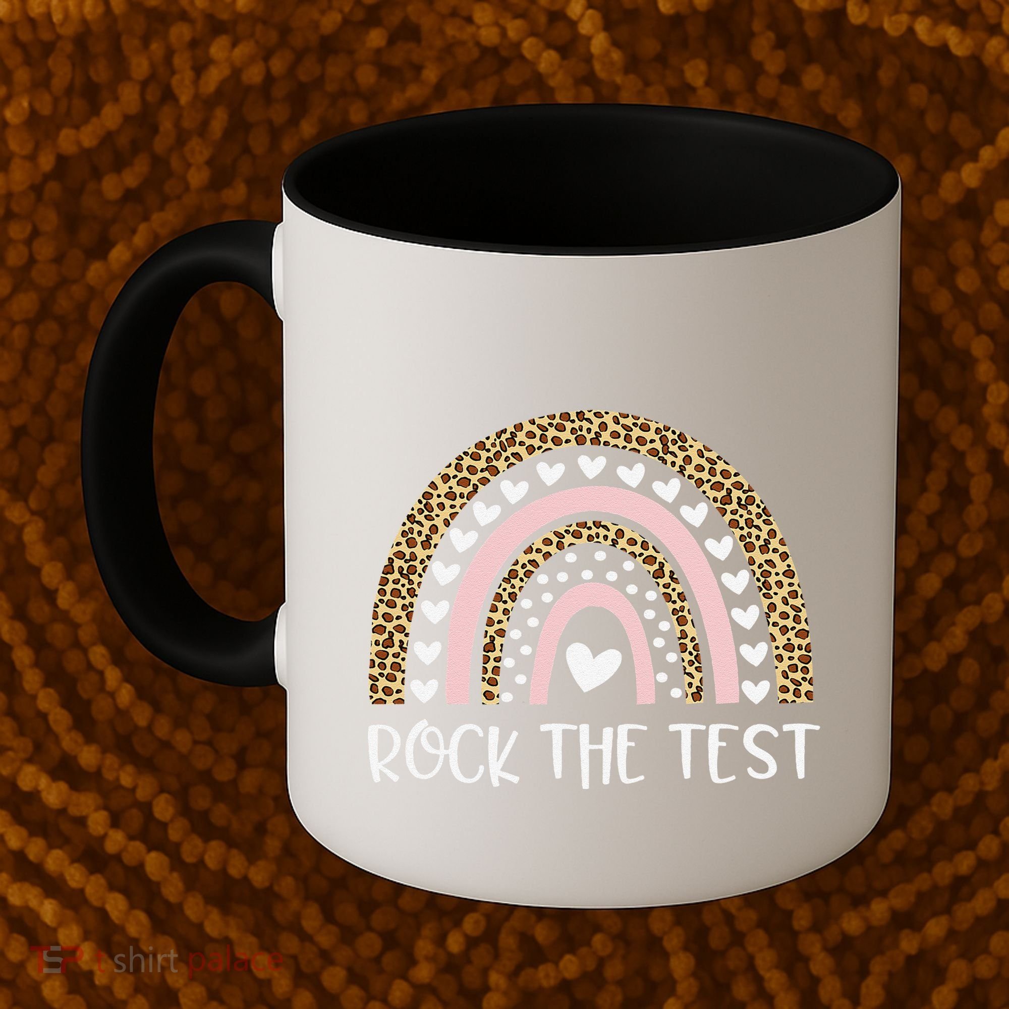 Funny Test Day Rock The Test Teacher Rainbow Leopard Student Coffee Mug