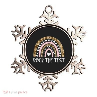 Funny Test Day Rock The Test Teacher Rainbow Leopard Student Ornament