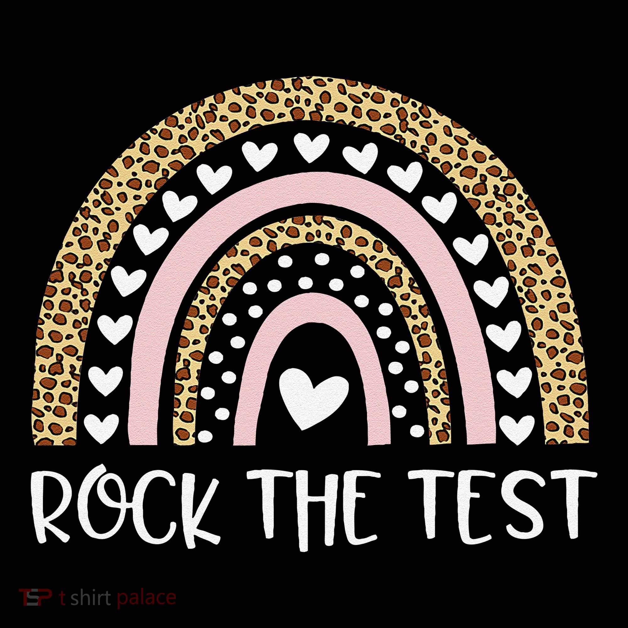 Funny Test Day Rock The Test Teacher Rainbow Leopard Student Ornament