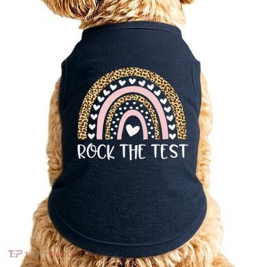 Funny Test Day Rock The Test Teacher Rainbow Leopard Student Doggie Tank