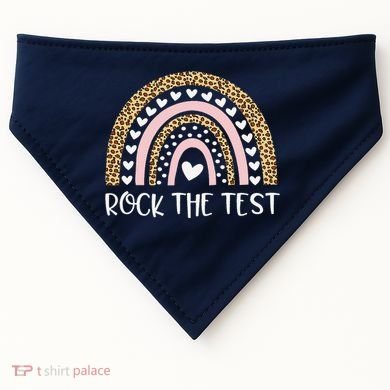 Funny Test Day Rock The Test Teacher Rainbow Leopard Student USA-Made Doggie Bandana