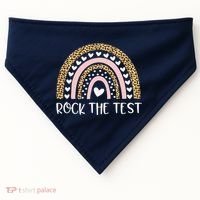 Funny Test Day Rock The Test Teacher Rainbow Leopard Student USA-Made Doggie Bandana thumb 0