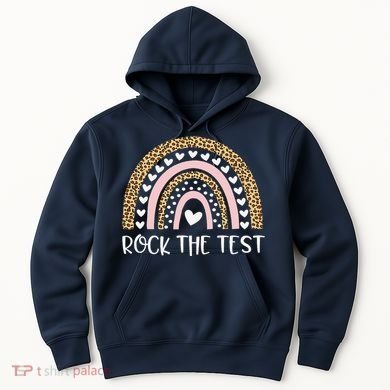 Funny Test Day Rock The Test Teacher Rainbow Leopard Student Hoodie