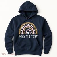Funny Test Day Rock The Test Teacher Rainbow Leopard Student Hoodie thumb 0